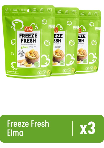 Pol's Freeze Fresh Elma 3 adet x 15 g Dondurularak Kurutulmuş Meyve