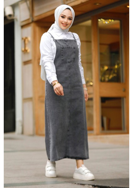 Füme Tesettür Kot Salopet Elbise 19014FU