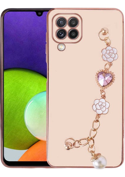 Samsung Galaxy A12 Kılıf Kamera Korumalı Taşlı El Tutmalı Taka Lazer Kapak