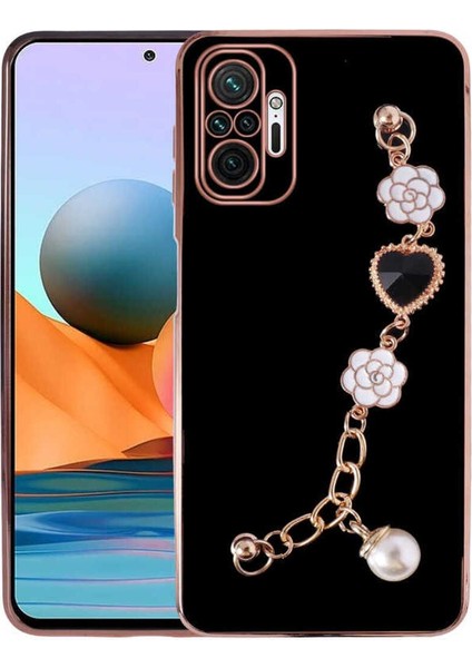 Xiaomi Redmi Note 10 Pro Kılıf Kamera Korumalı Taşlı El Tutmalı Taka Lazer Kapak