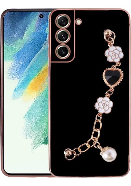 Samsung Galaxy S21 Fe Kılıf Kamera Korumalı Taşlı El Tutmalı Taka Lazer Kapak