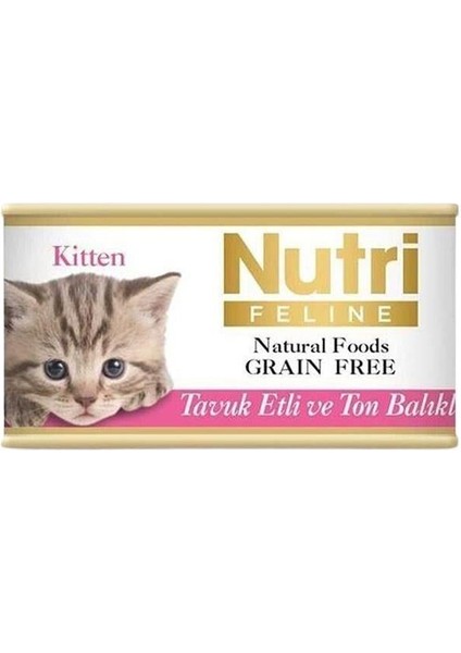 Tahılsız Tavuk Etli ve Ton Balıklı Kitten Yavru Kedi Yaş Maması 85 gr x 6 Adet