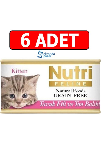 Tahılsız Tavuk Etli ve Ton Balıklı Kitten Yavru Kedi Yaş Maması 85 gr x 6 Adet