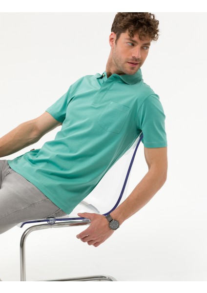 Erkek Yeşil Regular Fit Polo Yaka Merserize Tişört 50262668-VR016