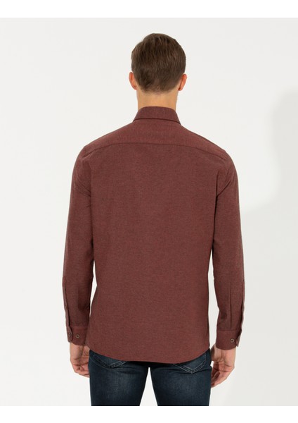 Erkek Kiremit Regular Fit Uzun Kollu Gömlek 50259512-VR031