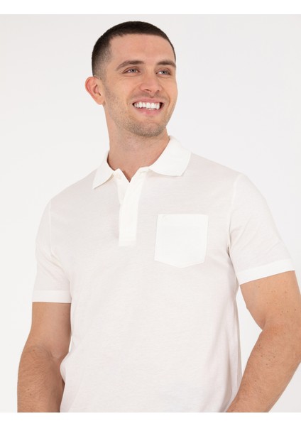 Erkek Beyaz Regular Fit Polo Yaka Merserize Tişört 50262668-VR013