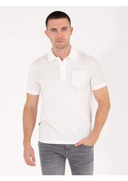 Erkek Beyaz Regular Fit Polo Yaka Merserize Tişört 50262668-VR013 fiyatları