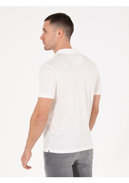 Erkek Beyaz Regular Fit Polo Yaka Merserize Tişört 50262668-VR013 indirimleri
