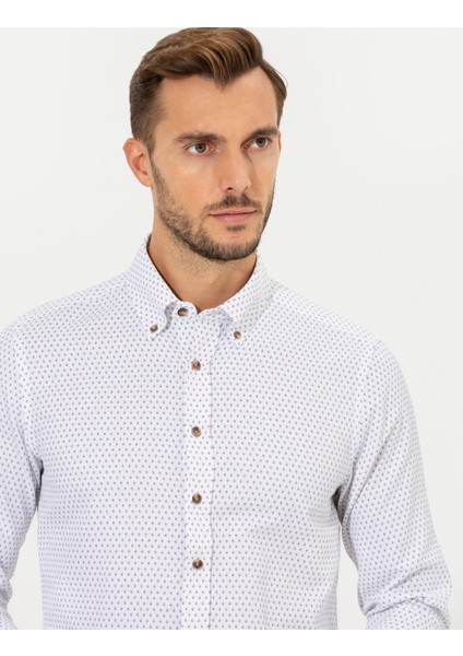 Erkek Beyaz Slim Fit Uzun Kollu Gömlek 50266528-VR013