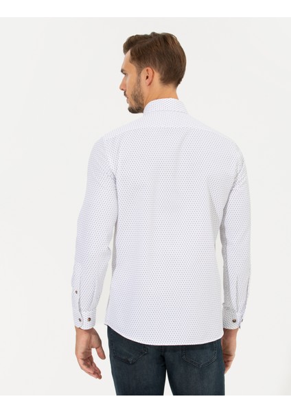 Erkek Beyaz Slim Fit Uzun Kollu Gömlek 50266528-VR013