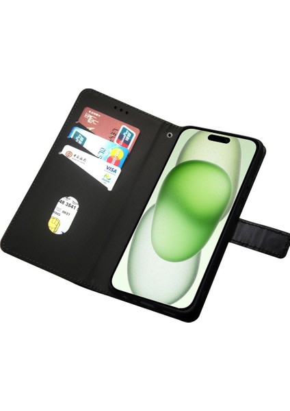 iPhone15 Plus Kasa Için Kart Yuvaları Mavisi ile Renkli Deri Telefon Kapağı (Yurt Dışından)