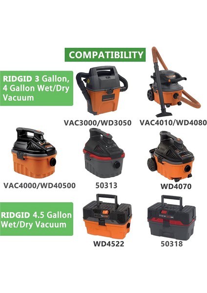 Rıdgıd VF3501 3-4,5 Galon Islak Kuru Toz Torbaları Için Toz Toplama Torbaları (Yurt Dışından)