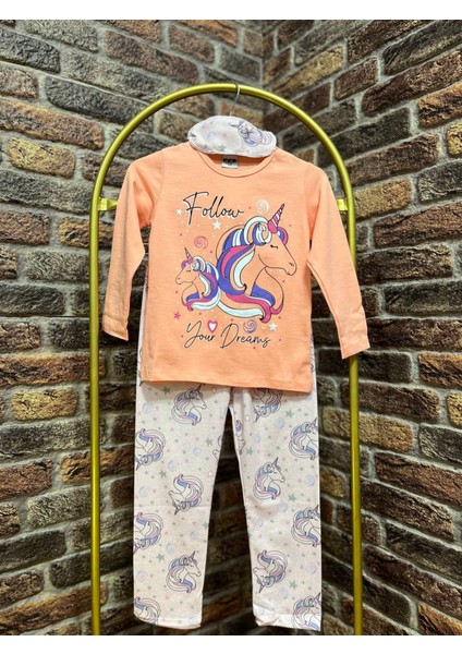 Kız Çocuk Unicorn Göz Bantlı Pijama Takımı