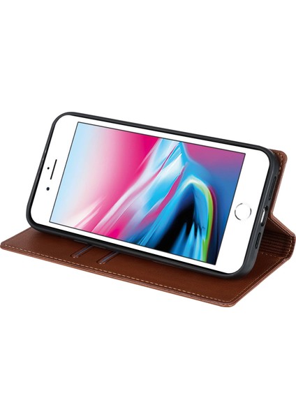 iPhone7 4.7 Inç/8 4.7 Inç/ Manyetik Telefon Kılıfı Deri Deri Stand Cüzdan Kapak-Kahverengi (Yurt Dışından) modelleri