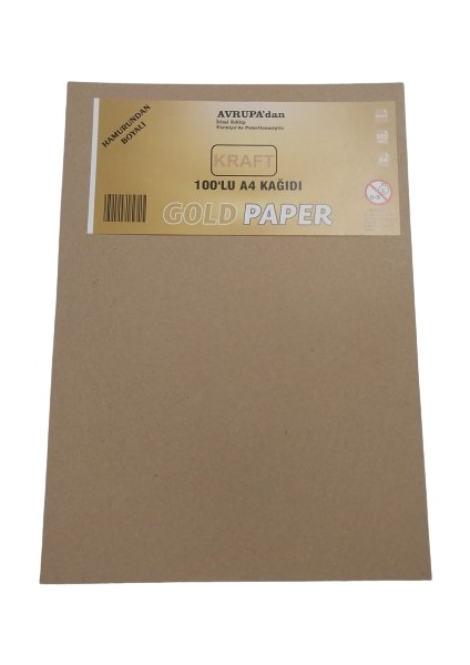 A4 Boy Kraft Kağıdı Hamurundan Boyalı 100 Lü Paket