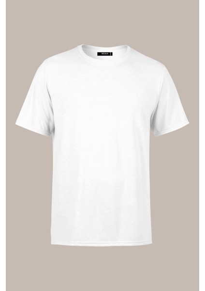MmetalicErkek Beyaz T- Shirt Regular Fit Rahat Kesim Bisiklet Yaka Basic Tişört