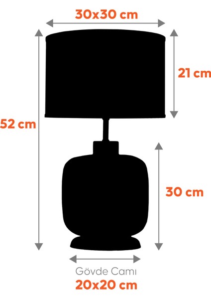 Intense Transparent Black Cam Abajur