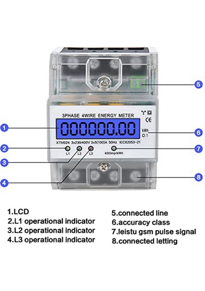 Fazlı 4p Kwh Metre Enerji Ölçer 230/400V 5-100A Elektrik Güç Ölçer (Yurt Dışından) modelleri