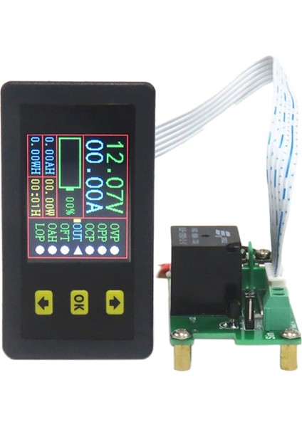 Şarj-Deşarj Monitörü,dc 0-90V 0-20A LCD Renkli Ekran Voltmetre (Yurt Dışından)