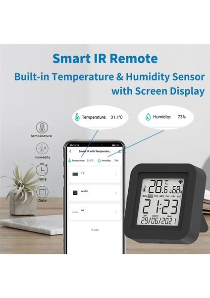 Tuya Akıllı Wifi Evrensel Ir Uzaktan Sıcaklık Nem Sensörü (Yurt Dışından)