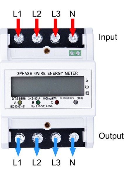 DTS8558 Din Raylı 3 Faz 4 Telli Elektrikli Kilowatthour Enerji Sayacı (Yurt Dışından)