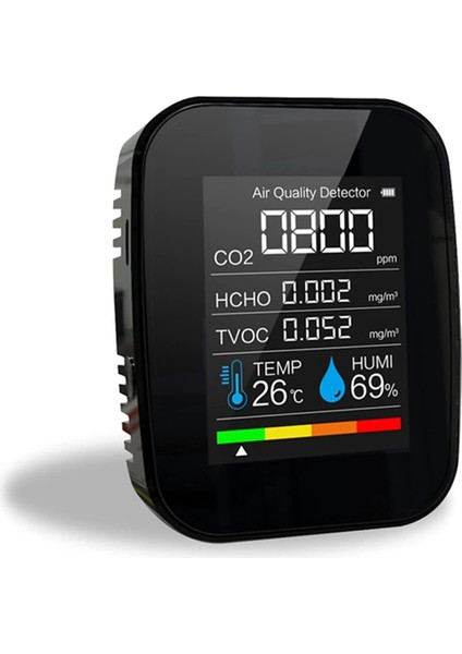 5'i 1 Arada Co2 Metre Dijital Sıcaklık Nem Sensörü Test Cihazı Siyah (Yurt Dışından)