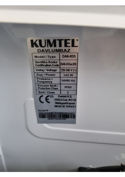 Kumtel DA6-835 Davlumbaz Uyumlu Metal Yağ Filtresi DA6-KDAC33T