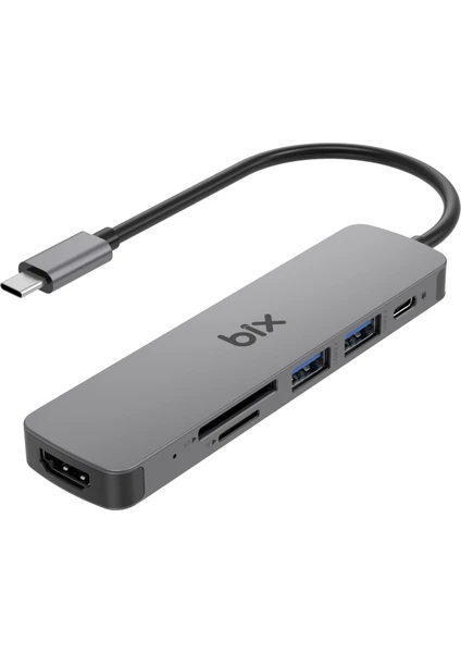 BX09HB Type-C To 2*usb 3.2 4K/30Hz HDMI Sd Tf Kart Okuyucu Çoklayıcı Hub Adaptör