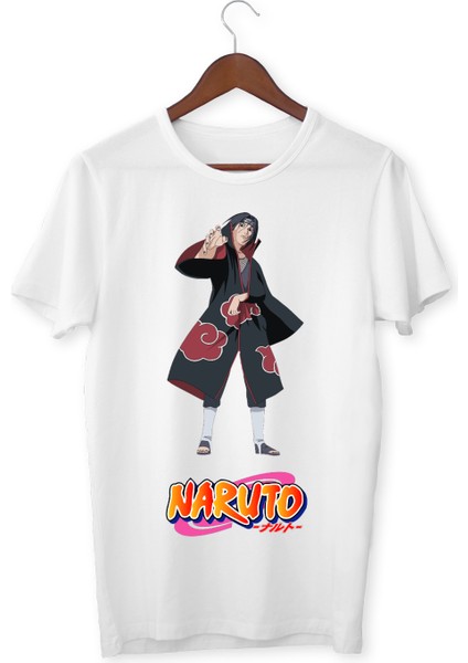 Naruto Itachi Baskılı T-Shirt Kısa Kol Bisiklet Yaka T-Shirt