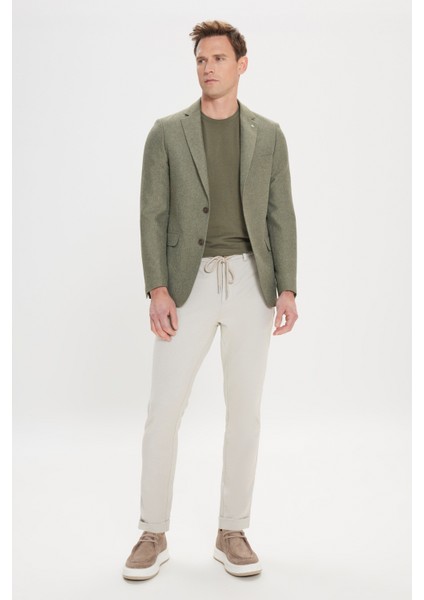 Slim Fit Dar Kesim Mono Yaka Desenli Ceket