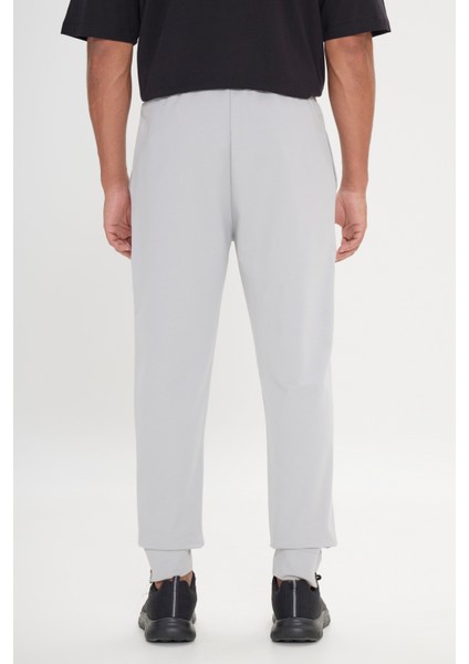 Erkek Gri Standart Fit Normal Kesim Pamuklu Baskılı Rahat Jogger Eşofman Altı