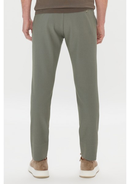 Erkek Haki Slim Fit Dar Kesim Beli Bağlamalı Yan Cep Gofre Desenli Pantolon indirimleri