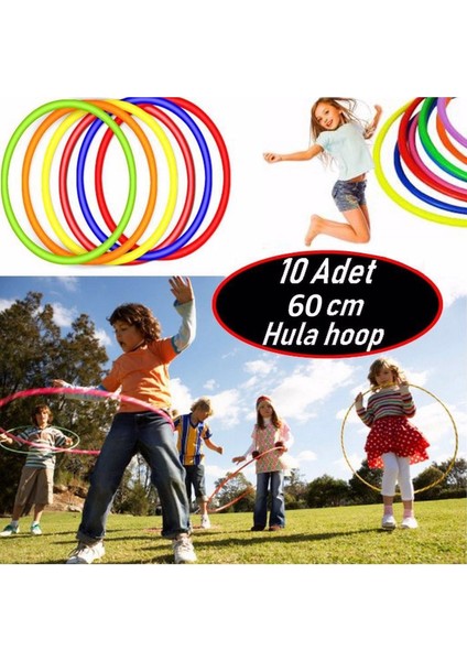 10 Adet 60CM Hula-Hhop Renkli Hulohop Bel Jimnastik Çemberi Hulohop Egitici Eğzersiz Çember