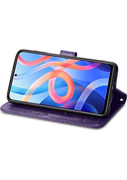 Xiaomi Redmi Için Not 11 4g Dört Yapraklı Yonca Flip Kapak Kısa Kayış (Yurt Dışından)