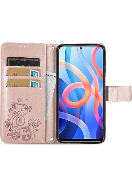 Xiaomi Redmi Için Not 11 4g Dört Yapraklı Yonca Flip Kapak Kısa Kayış (Yurt Dışından)