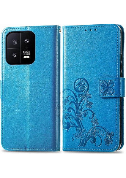 Xiaomi 13 Için Kılıf Deri Kılıf Kısa Kayış Zarif Iş Dört Yaprak (Yurt Dışından)