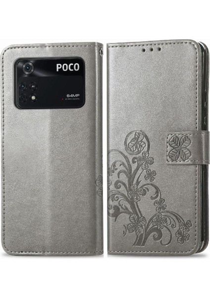 Xiaomi Poco M4 Pro Kısa Kayış Flip Kapak Dört Yapraklı Yonca Durumda (Yurt Dışından)