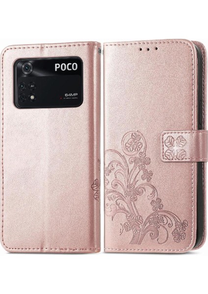 Xiaomi Poco M4 Pro Kısa Kayış Flip Kapak Dört Yapraklı Yonca Durumda (Yurt Dışından)