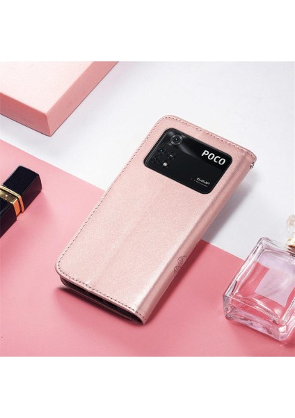 Xiaomi Poco M4 Pro Kısa Kayış Flip Kapak Dört Yapraklı Yonca Durumda (Yurt Dışından)