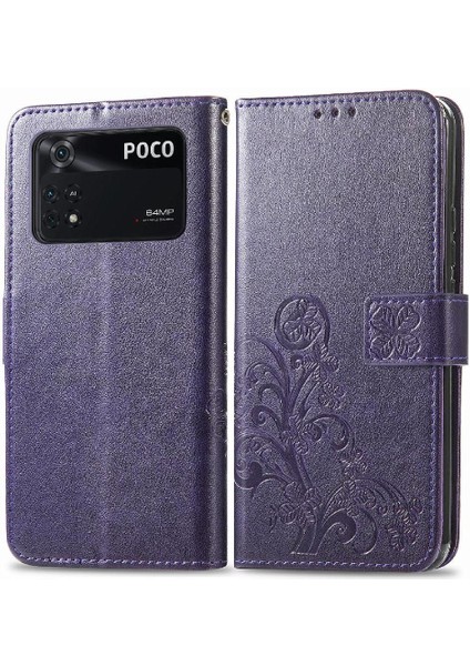 Xiaomi Poco M4 Pro Kısa Kayış Flip Kapak Dört Yapraklı Yonca Durumda (Yurt Dışından)