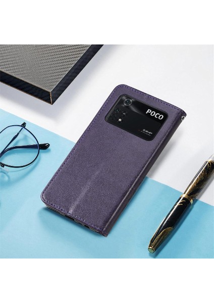 Xiaomi Poco M4 Pro Kısa Kayış Flip Kapak Dört Yapraklı Yonca Durumda (Yurt Dışından)