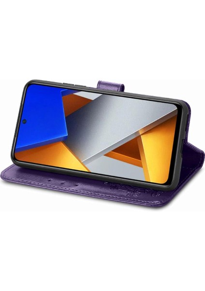 Xiaomi Poco M4 Pro Kısa Kayış Flip Kapak Dört Yapraklı Yonca Durumda (Yurt Dışından)