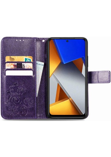 Xiaomi Poco M4 Pro Kısa Kayış Flip Kapak Dört Yapraklı Yonca Durumda (Yurt Dışından)