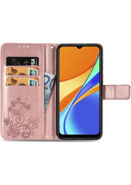Xiaomi Redmi 9c Için Kılıf Kısa Kayış Kapak Kapak Dört Yapraklı Yonca Zarif (Yurt Dışından)