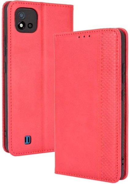 Realme C11/C20/C20A Pu Deri Cüzdan Manyetik Kapatma Için Kılıf (Yurt Dışından)