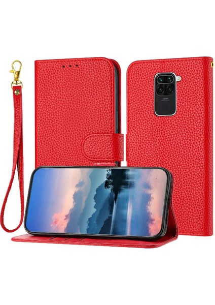 Telefon Kılıfı Için Xiaomi Redmi Not 9 Kart Yuvaları Tutucu Litchi Desen Pu (Yurt Dışından)