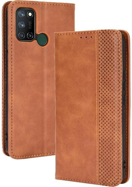 Realme C17 Pu Deri Cüzdan Manyetik Kapatma Için Kılıf (Yurt Dışından)