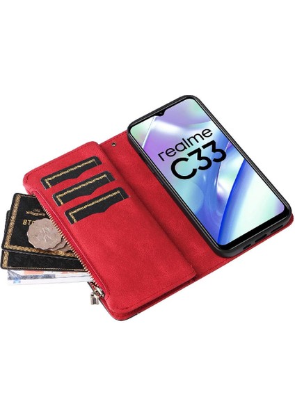 Realme C33 Dokuz Kart Yuvaları Için Kılıf Kart Yuvası ile Kickstand Koruyucu (Yurt Dışından)