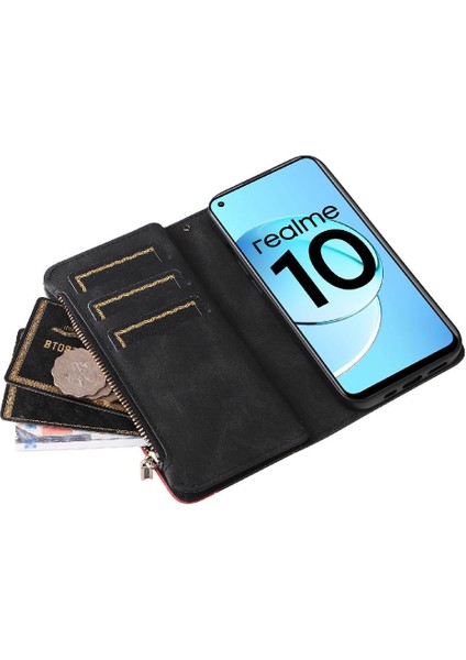 Kart Yuvası Standı Fermuar Cüzdan Tarzı Kickstand ile Realme 10 4g Için Kılıf (Yurt Dışından)