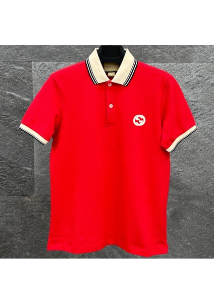 Göğüste Kilitli G Logolu Pamuklu Polo Yaka T-Shirt